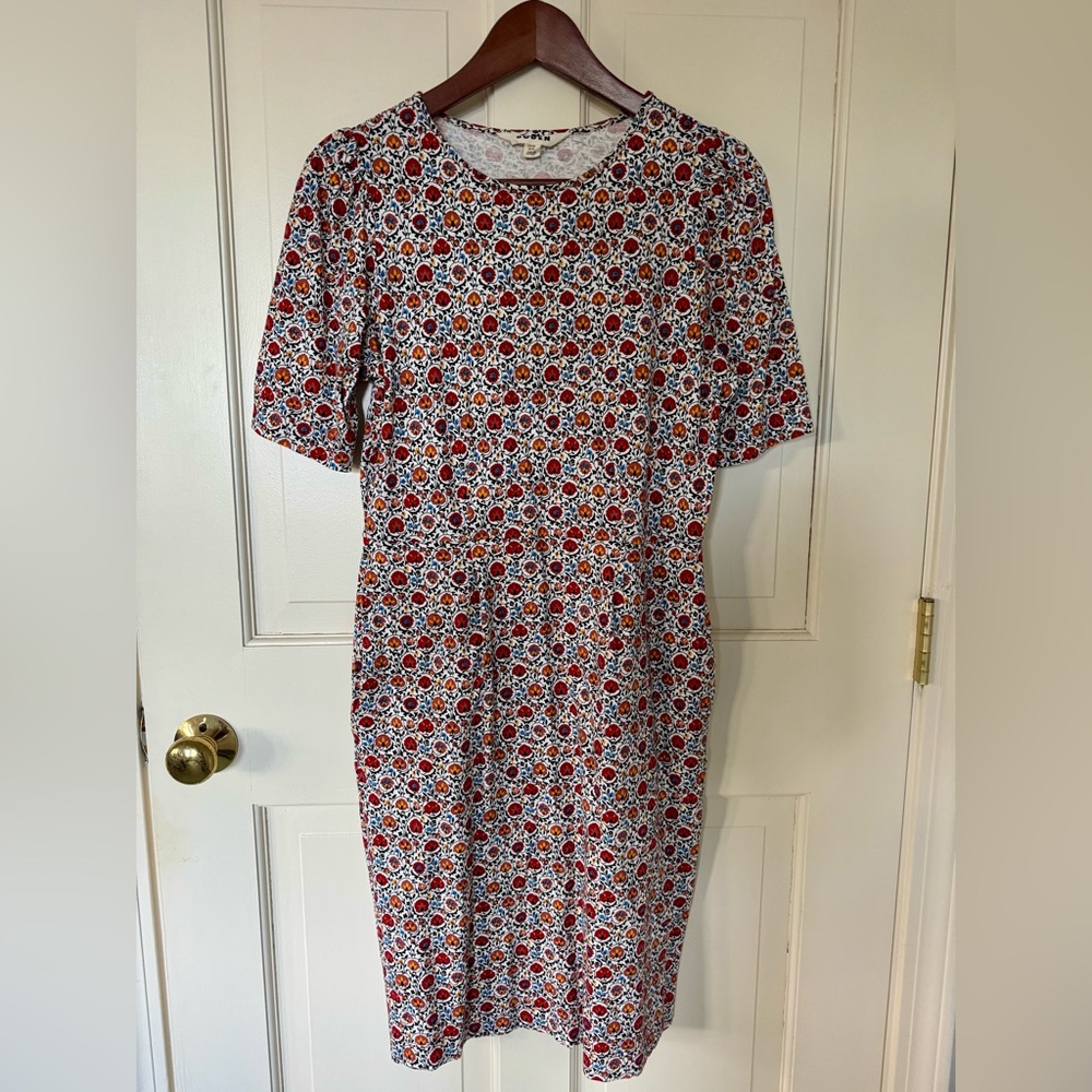 Boden Short Puff Sleeve Jersey Dress - Floral Print Sz 6L EUC